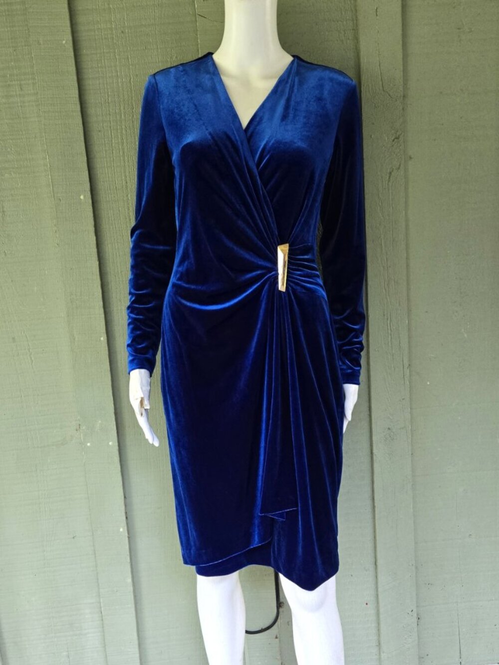CALVIN KLEIN Blue Velvet Sheath Dress 6